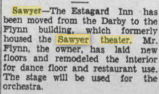 Flynn Theatre - ARTICLE INDICATING FLYNN AND SAWYER THEATER WERE SAME